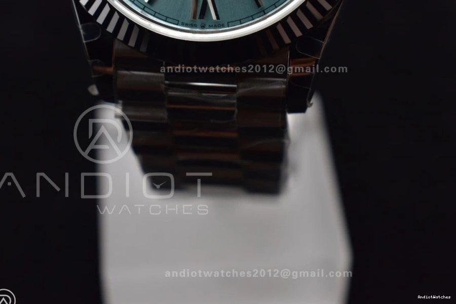 On 904L V Iced 40 Blue A3255 SS GMF Roman 715 President Sporty Steel Bracelet Markers Dial DayDate 1109